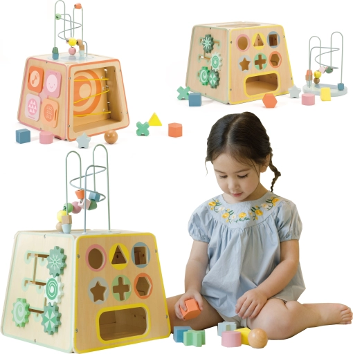 cube d’activités éducative en bois 6-en-1 CLASSIC WORLD