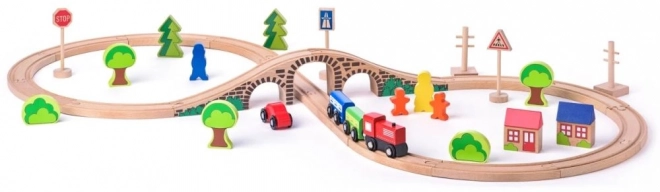 Circuit de train en bois "Huit" 40 pièces