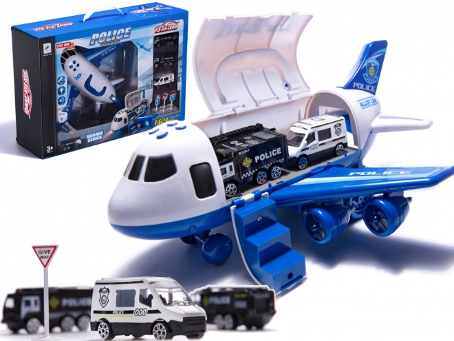 Transporteur d'avion et 3 voitures de police