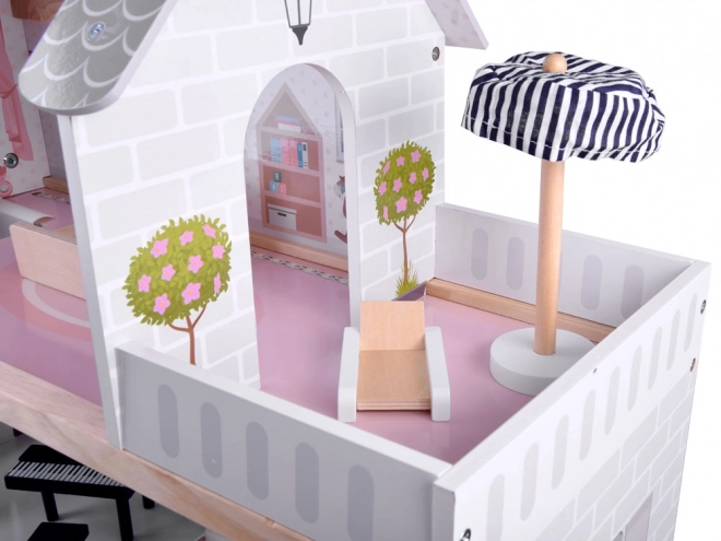 Maison de poupée en bois avec lumières LED style boho 78cm