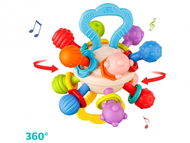 Anneau de dentition pour nourrissons boule ronde avec diverses saillies