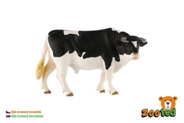 Bœuf tacheté noir et blanc de 13 cm en sac