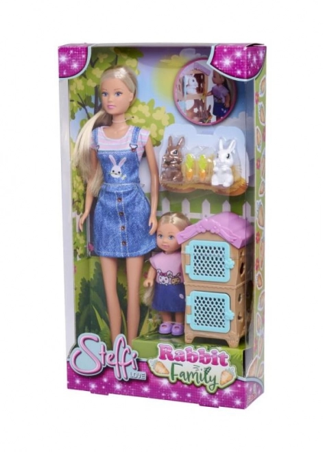 Poupée Steffi et Evička avec Famille de Lapins