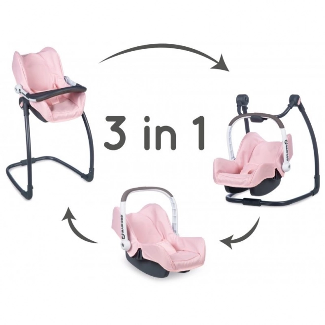 Siège auto et chaise 3-en-1 MC&Q pour poupées rose clair