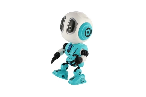 Robot ECHO répétant des phrases en métal 12cm bleu à piles avec son et lumière dans une boîte 10,5x15x5,5cm