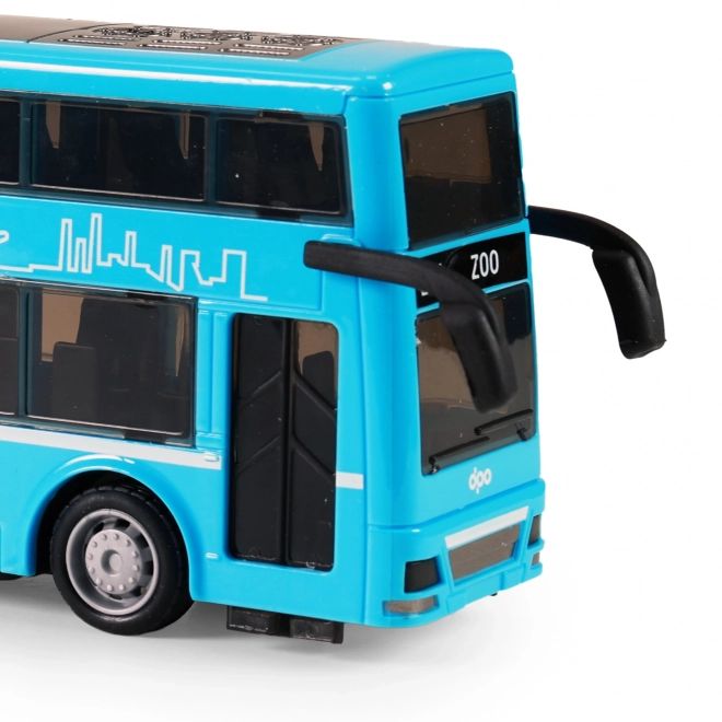 Jouet bus à deux étages bleu 20 cm