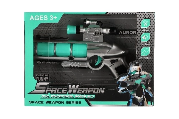 Pistolet avec viseur plastique 20cm à piles avec son et lumière dans une boîte