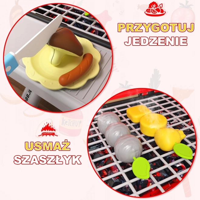 Woopie Barbecue de jardin pour enfants interactif avec LED et effet de vapeur, ensemble XL 41 pcs