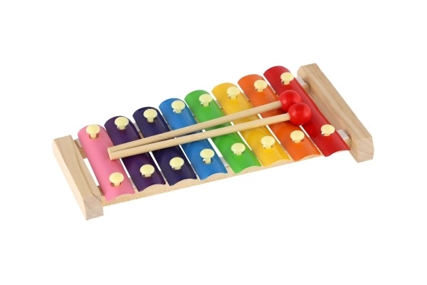 Xylophone bois/métal 24cm avec baguettes dans boîte 25x13x4cm