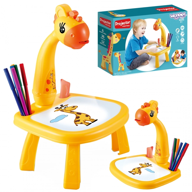 Tableau à dessiner WOOPIE avec projecteur girafe et feutres