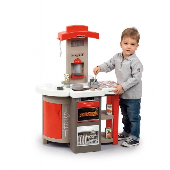 Cuisine électronique pour enfants en plastique rouge pliable avec son + accessoires