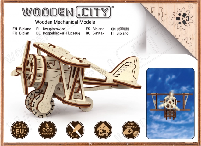 Puzzle 3D en bois biplan