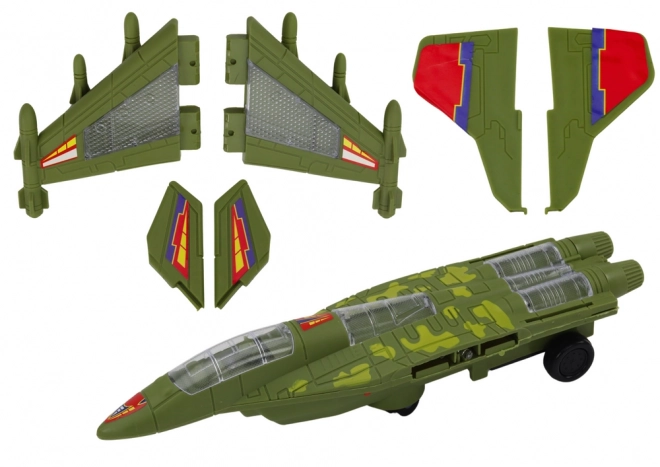 Avion de chasse militaire avec lumières et sons – vert