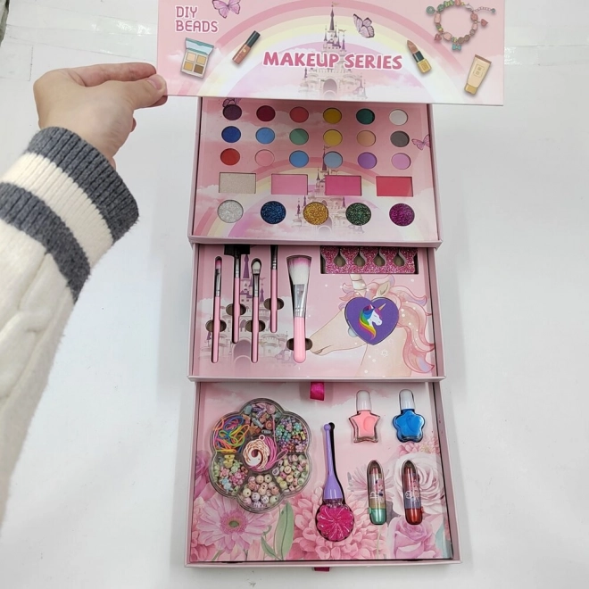 Coffret maquillage ongles 3 en 1 Boîte à bijoux rose