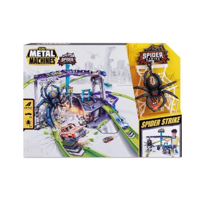Circuit de voitures attaqué par l'araignée