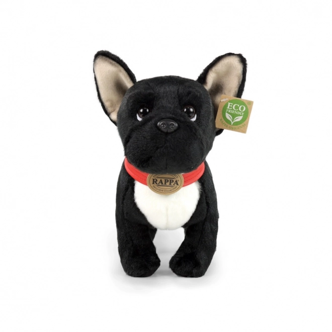 Bouledogue français en peluche noir avec collier debout 30 cm ECO-FRIENDLY
