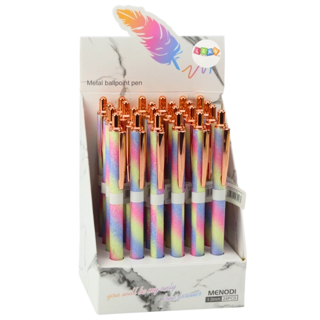 Stylo métallique automatique scintillant recharge bleue 1,0 mm