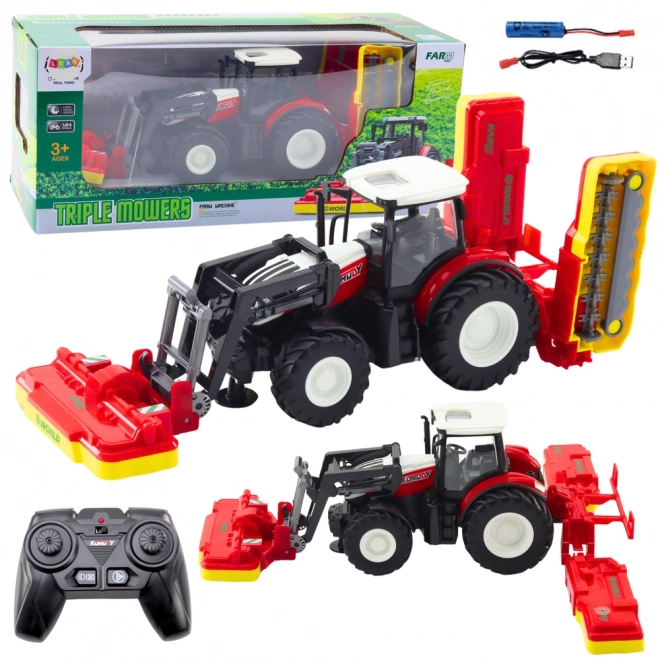 Tracteur télécommandé avec tondeuses à gazon