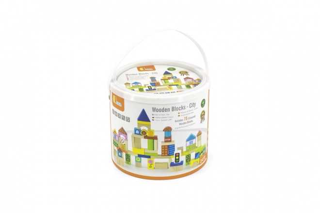 Jeu de construction en bois 75 blocs - ville