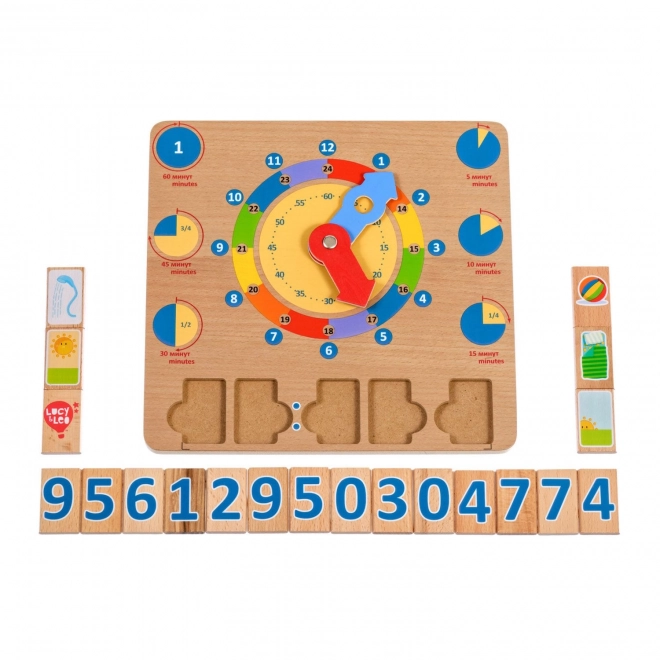 Lucy & Leo Apprenons les heures – planche éducative en bois