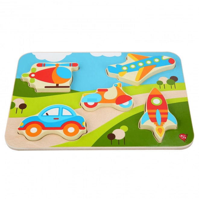 Lucy & Leo Moyens de transport - puzzle en bois à encastrer 6 pièces