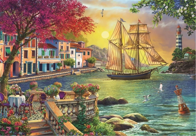 Puzzle Magnifique coucher de soleil sur le port 2000 pièces