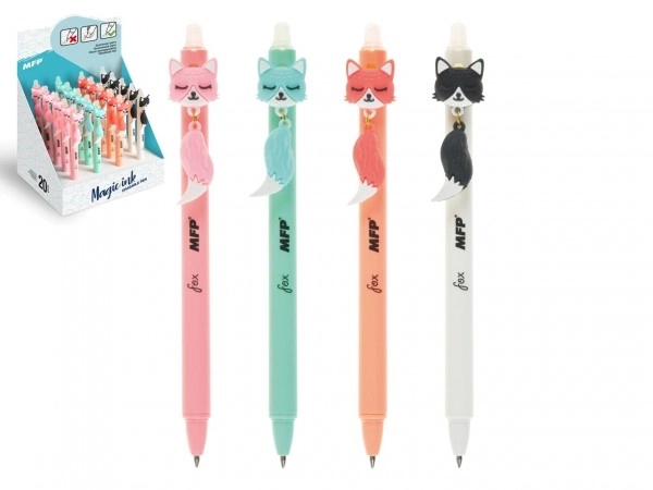 Stylo à bille effaçable avec renard 0,5 plastique bleu 4 couleurs 36 pièces dans une boîte