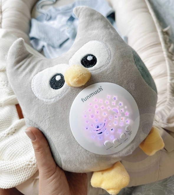 Berceuse peluche hibou avec projecteur 2 en 1 - 10 berceuses