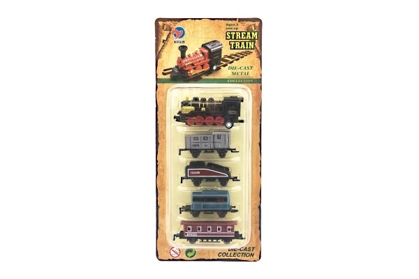 Petit train avec 4 wagons (5 pièces), métal/plastique, 8 cm, à rétrofriction