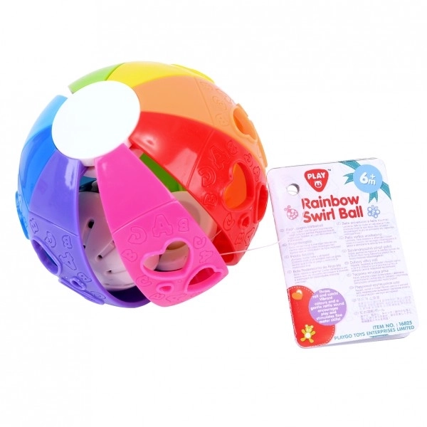 Balle arc-en-ciel hochet en plastique 10cm 6m+