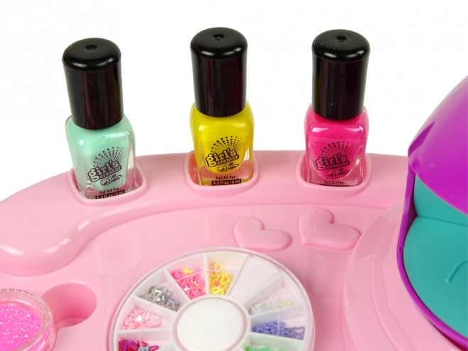 Ensemble pour enfants de décoration d'ongles avec paillettes et lampe
