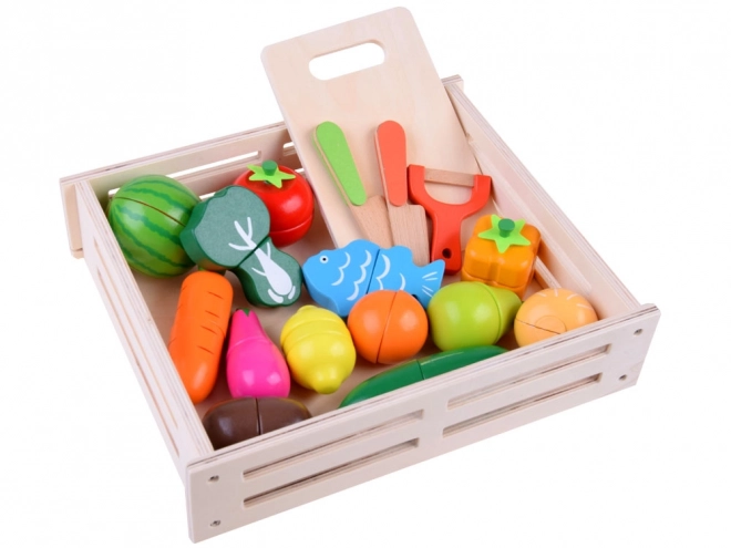 Grande boîte magnétique en bois pour couper les légumes et fruits ZA4121