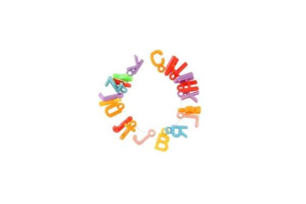 Perles en plastique cœur, lettres avec ficelle 2 types dans un sac 6,5x11x1cm