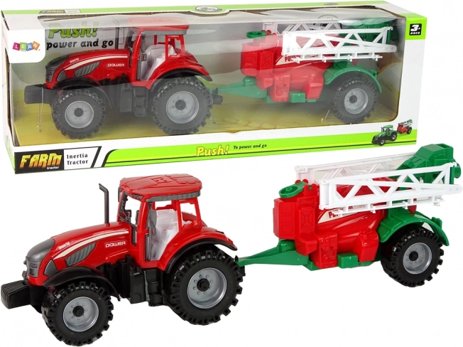 Tracteur avec pulvérisateur rouge – set pour petits fermiers