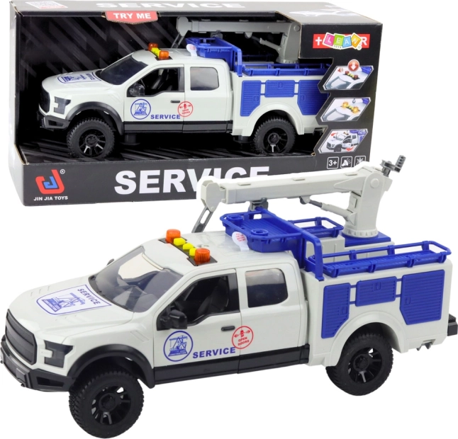 Véhicule de service avec grue, lumières et sons 1:12