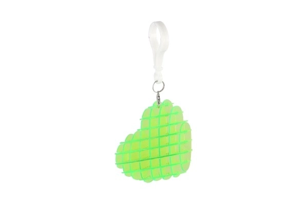 Pendentif fidget cœur changeant de forme antistress plastique 6cm 4 couleurs dans une boîte 6x6,5cm 24pcs dans un carton