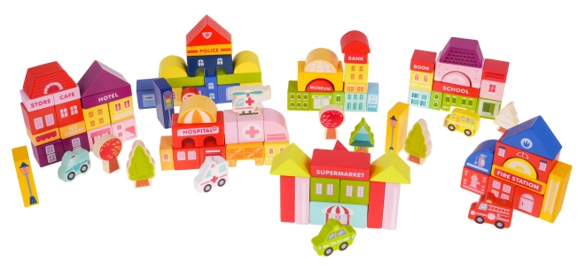 Ville en Bois – Ensemble de Construction pour Enfants à Partir de 3 Ans