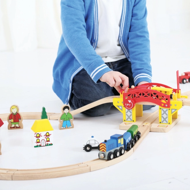 Pont-levis en bois pour circuit de train