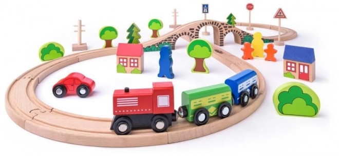 Circuit de train en bois "Huit" 40 pièces