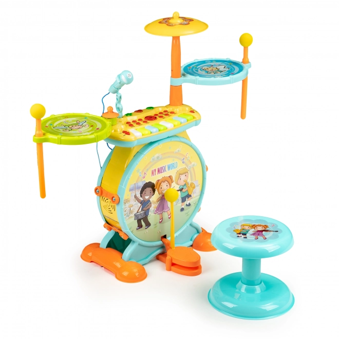Batterie et claviers pour enfants 2 en 1 avec microphone et LED