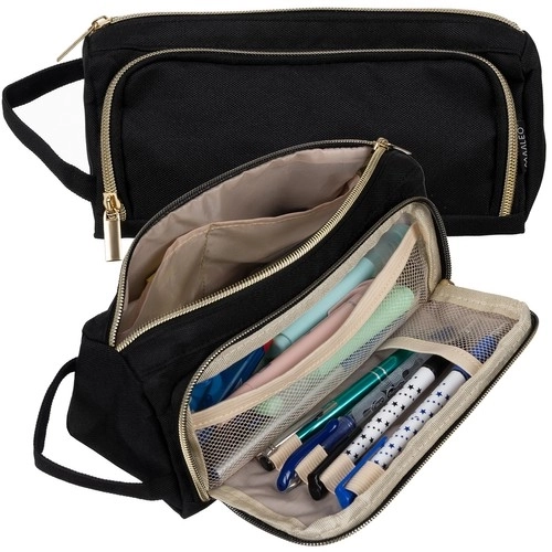 Trousse noire Maaleo à deux compartiments dépliante