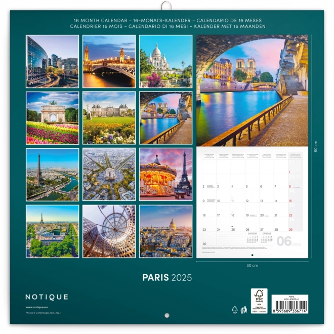 NOTIQUE Calendrier de Notes Paris 2025, 30 x 30 cm