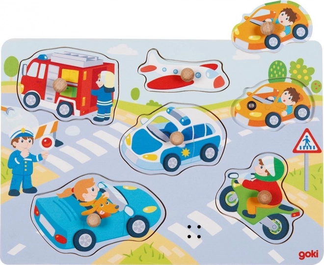 Puzzle sonore en bois véhicules Goki