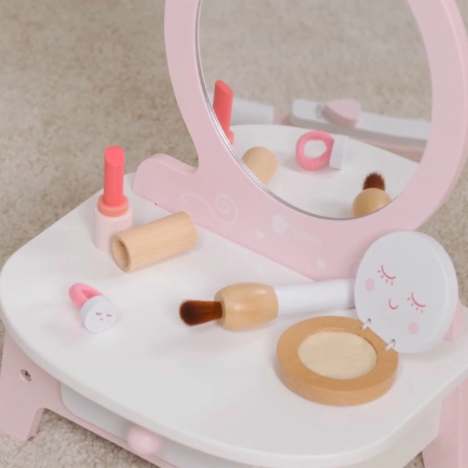 Coiffeuse en bois pour enfants avec miroir et accessoires Classic World