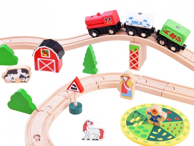 Ensemble de Train en Bois Ferme pour Enfants