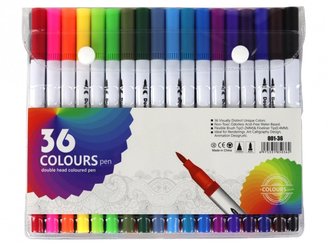 Ensemble de crayons à double pointe 36 pièces dans un organiseur en différentes couleurs