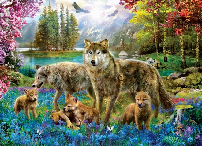Puzzle EUROGRAPHICS Famille de loups au bord du lac XL 500 pièces