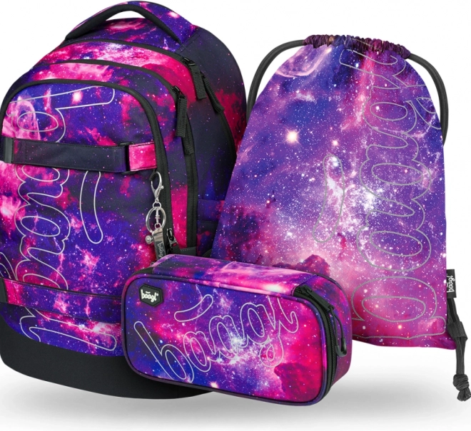 Set scolaire Baagl Galaxy : sac à dos, trousse, sac