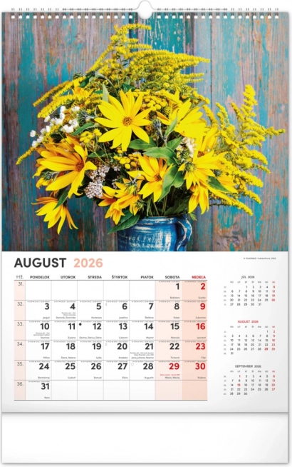Calendrier mural Fleurs 2026
