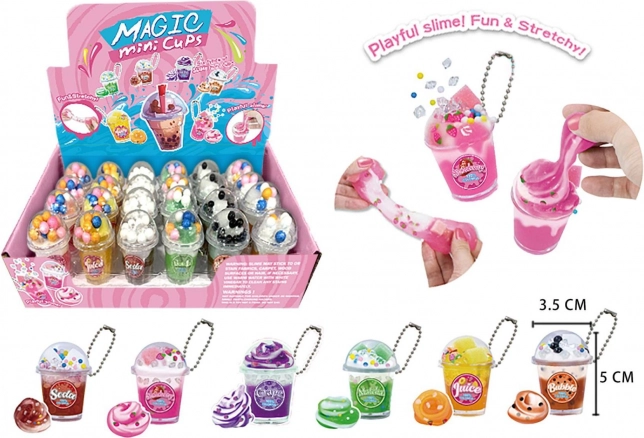 Porte-clés avec mini slime en gobelet